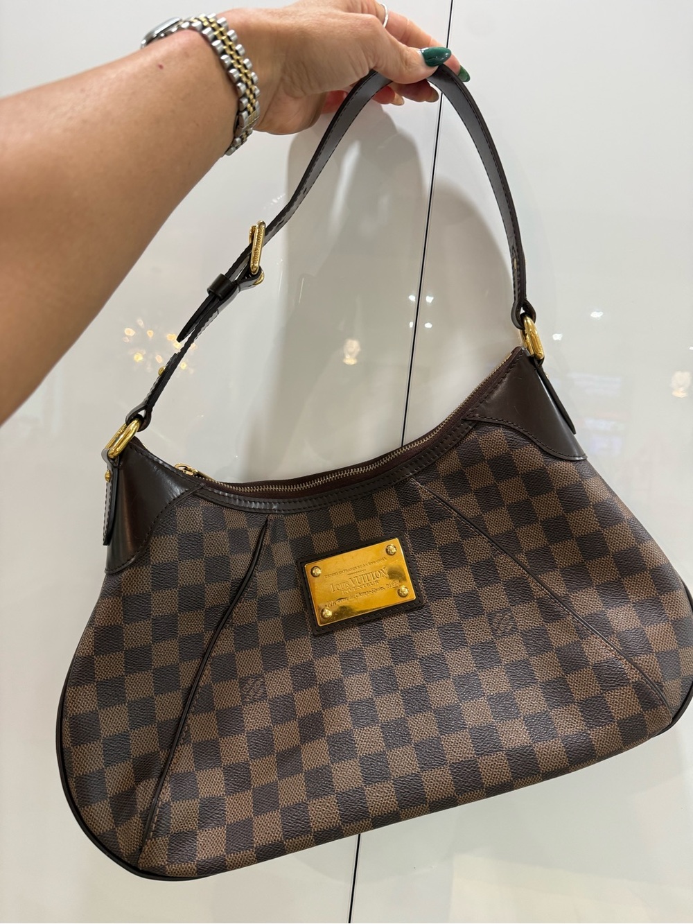 LV Thames N48181 Damier Ebene Brown Check Shoulder Bag discontinued excellent